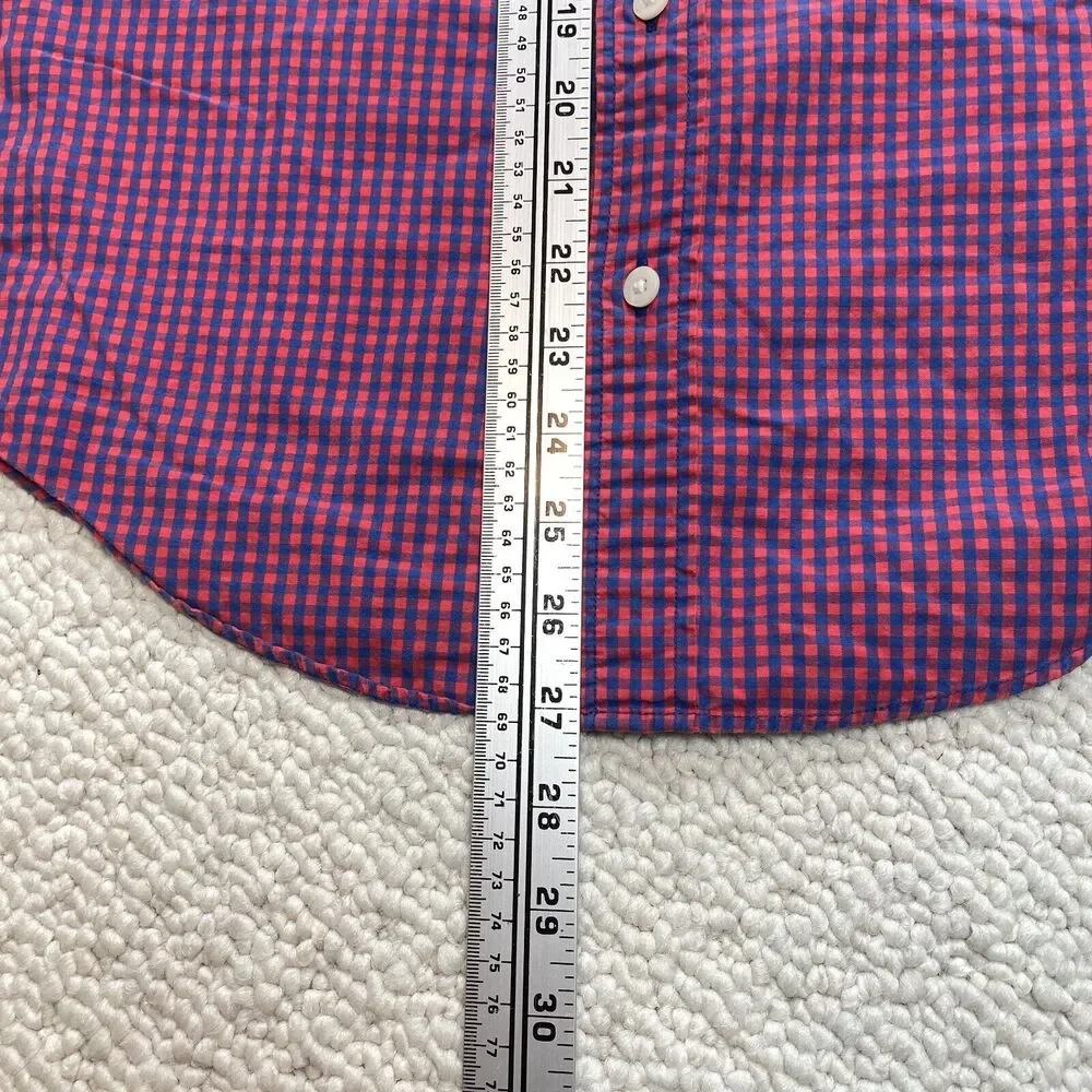 J.Crew Button Down Shirt Mens Medium Red Blue Plaid Slim Fit Long Sleeve Cotton